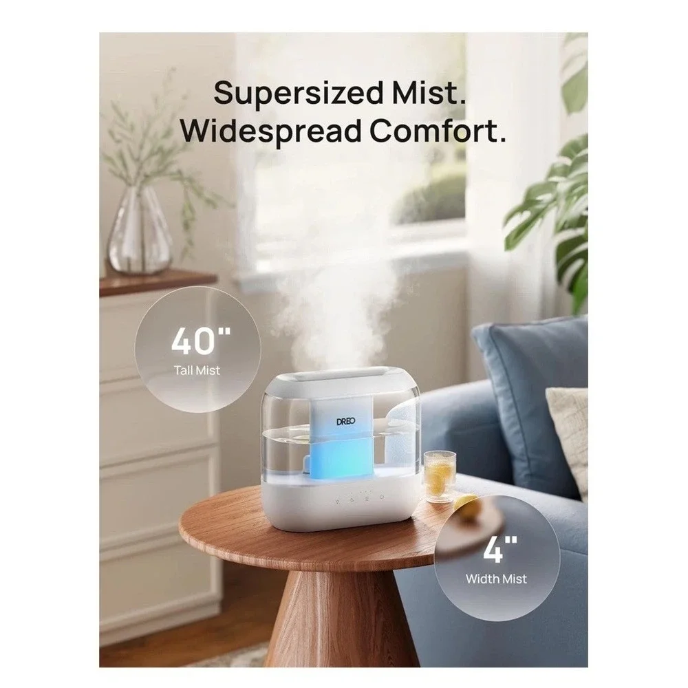 DREO Humidifier 4 Liter Quiet Run Cool Mist w/Light Excellent Working DR-HHM001